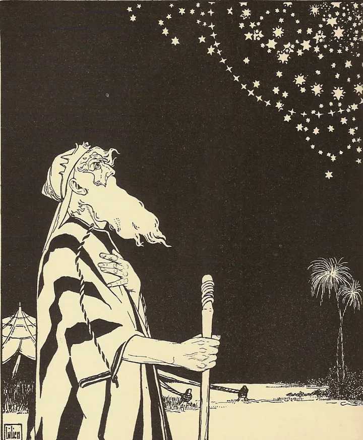 Abraham (1908), by Ephraim Moses Lilien, The Books of the Bible, German edition (Public Domain)