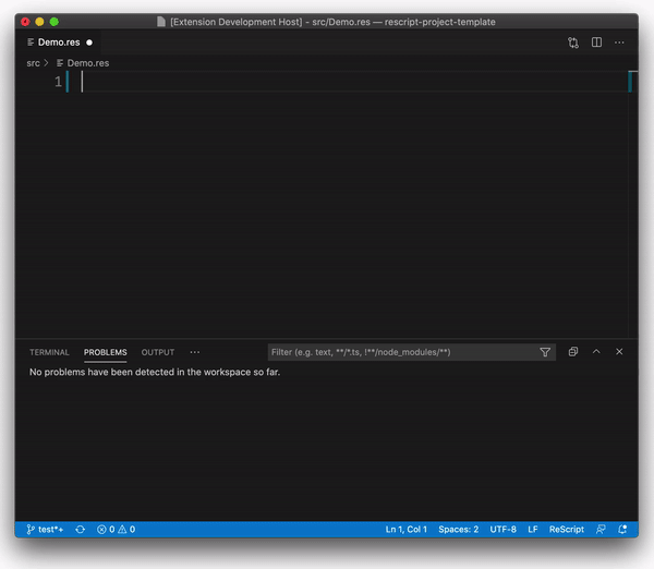 Screen capture from rescript-vscode.