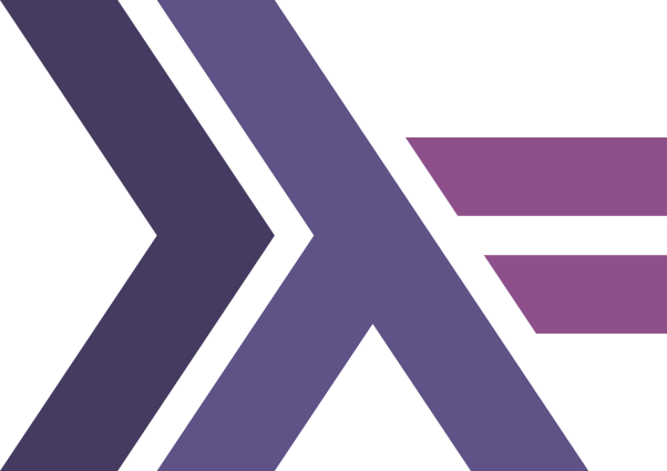 Haskell’s logo, the combination of the ‘bind’ operator and a Greek Lambda, for lambda expressions