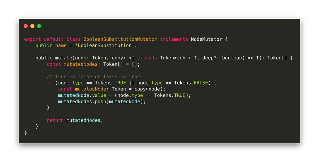 Boolean Substitution Mutator, based on javascript-mutator