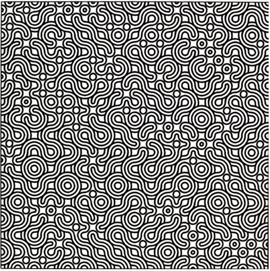 Untitled, Computer Assisted Drawing, 1975, Paul Brown, written with FORTRAN punched cards on a ICL 1903A mainframe, plotted on a Calcomp Drum Plotter